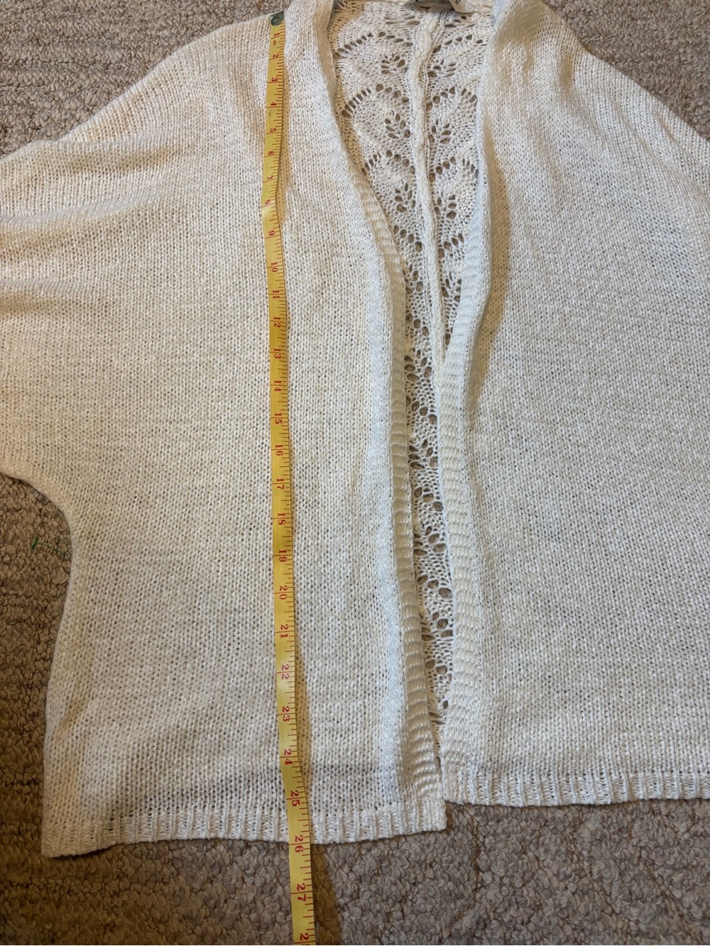 DAVI & DANI Cream Open-Front Knit Cardigan with Lace-Back Detail - Picture 8 of 9